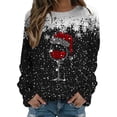 thumbnail image 1 of Sudadera sin capucha Gibobby para mujer con estampado de copa de nieve navideño Negro XL, 1 of 4