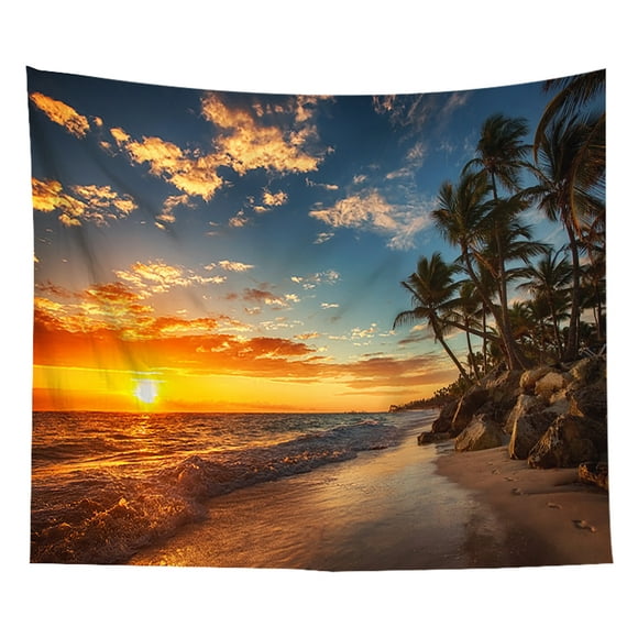 Home Decoration Photo Backdrop Hawaiian Beach Party Scenery Tapestry Prop Sunset