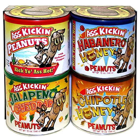 Ass Kickin' Hot Spicy Peanuts Variety Gift (Set of Four) 12oz Cans