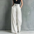 thumbnail image 6 of SAWOBUUN Women High Waist Wide Leg Pants with Belt Pleated Flowy Palazzo Elegant Casual Pants with Pockets, 6 of 7