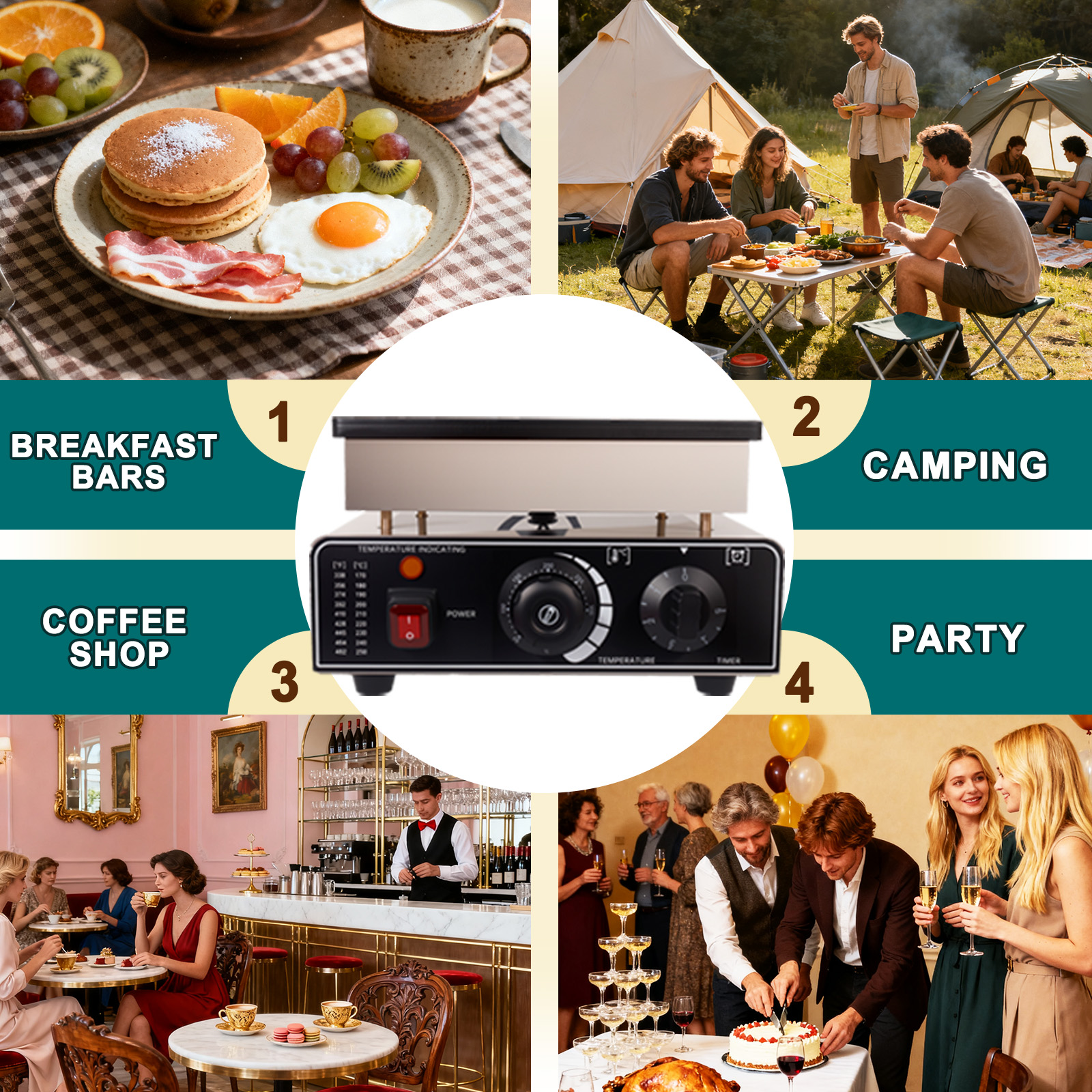 25PCS Mini Dutch Pancake Maker,Stainless Steel Muffin Waffle Maker 110V 950W, Electric Hotcakes Machine with Waterproof Design for Breakfast & Café