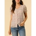 thumbnail image 5 of Allegra K Women's Floral Blouse V Neck Relax Short Sleeve Tops, 5 of 6