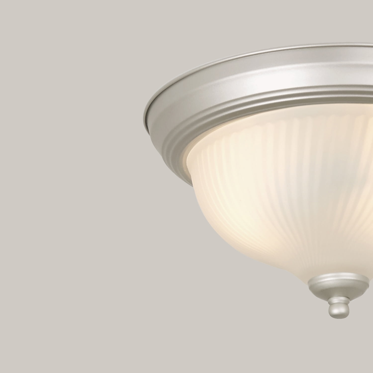 Mainstays 11" Classic Flush Mount Ceiling Light, Nickel Finish Frosted Glass Shade, No Bulb Included