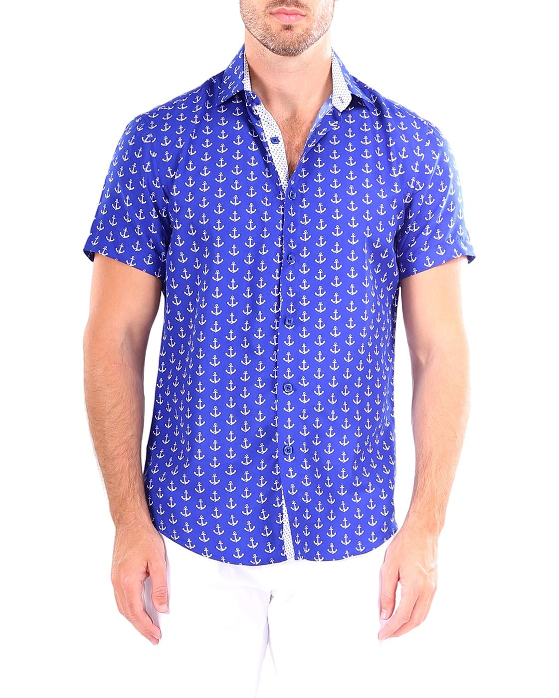 Royal Button Up Short Sleeve Dress Shirt Anchor Size S Walmart