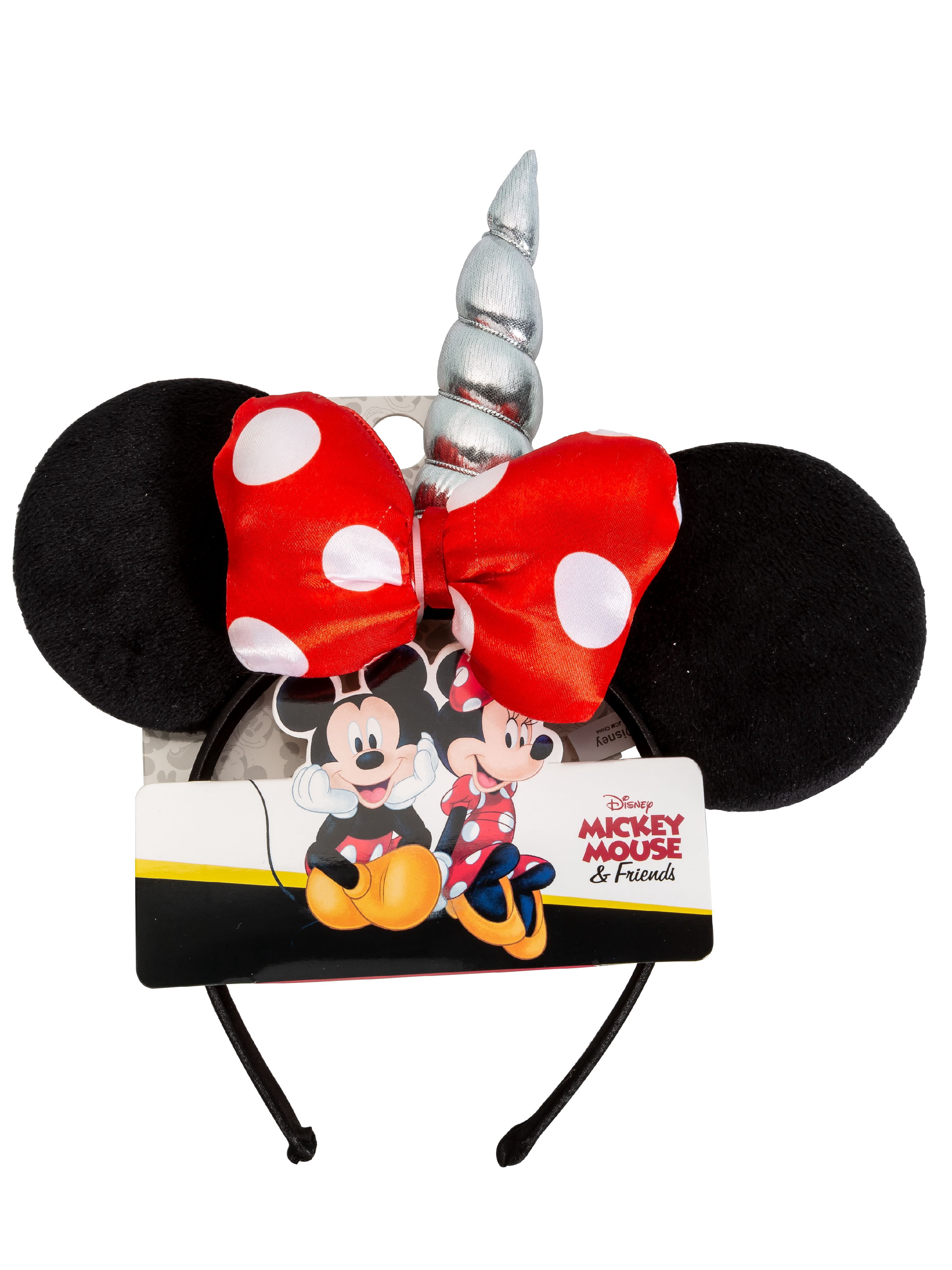 Disney Girl's Minnie Mouse Unicorn Ears Headband with Red Polka Dot Bow