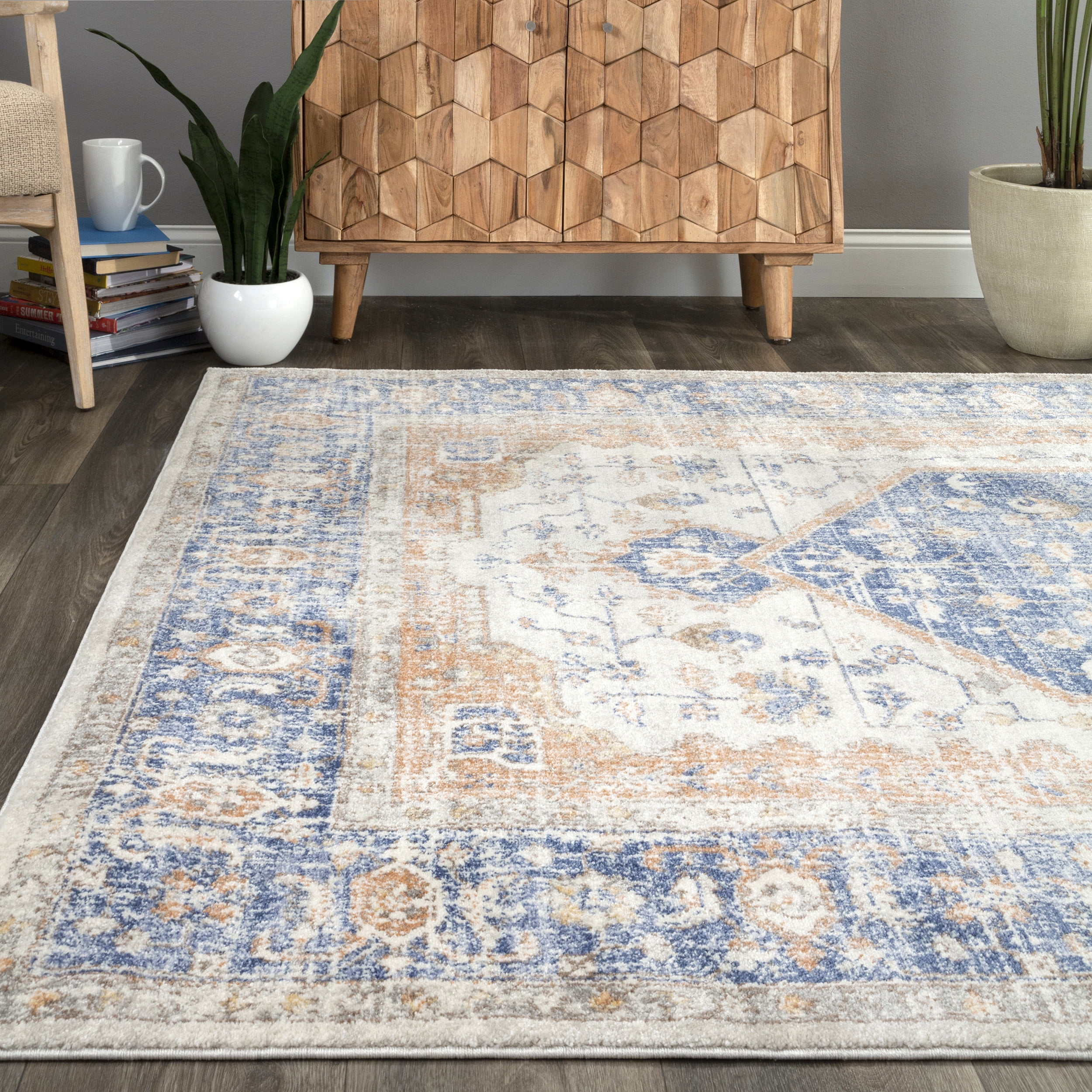 nuLOOM Jacquie Vintage Floral Area Rug, 4', Blue