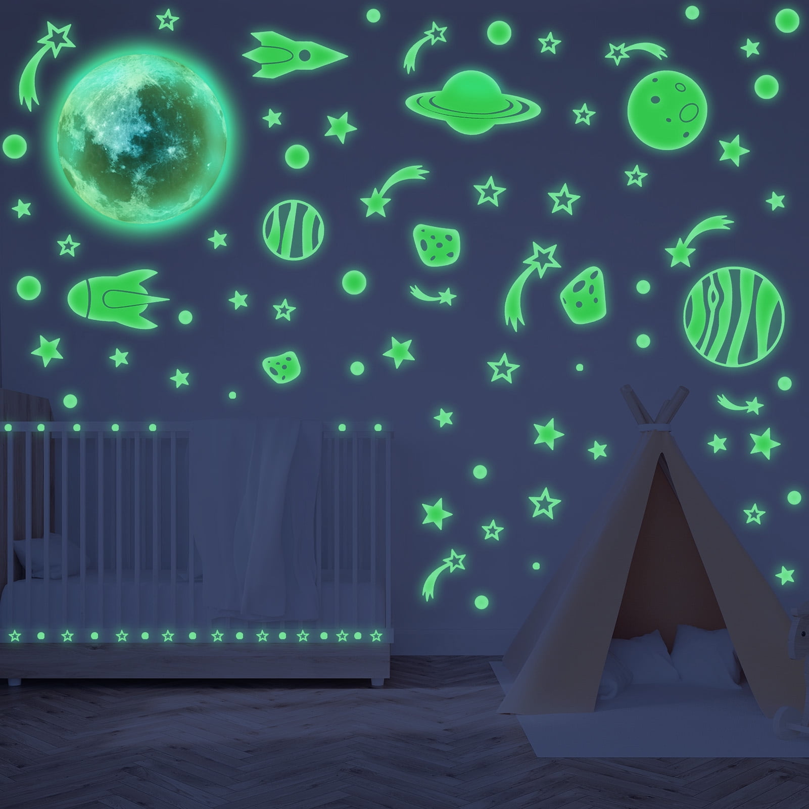 Taihexin 461Pcs Glow in The Dark Space Wall Stickers, Glowing Star Galaxy Planets for Ceiling, Luminous Adhesive Wall Decals Shining Decoration for Girls and Boys Gift