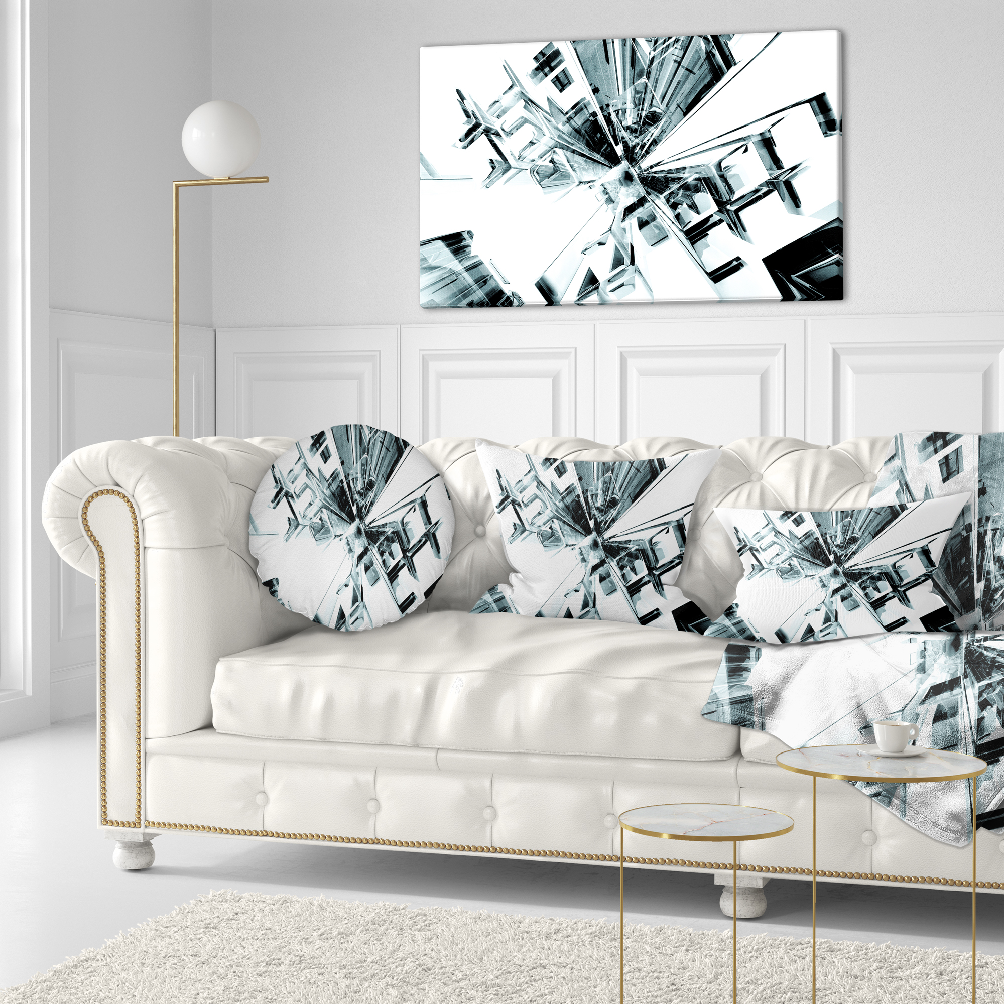 Designart Fractal 3D Cubes Everywhere - Contemporary Throw Pillow - 12x20