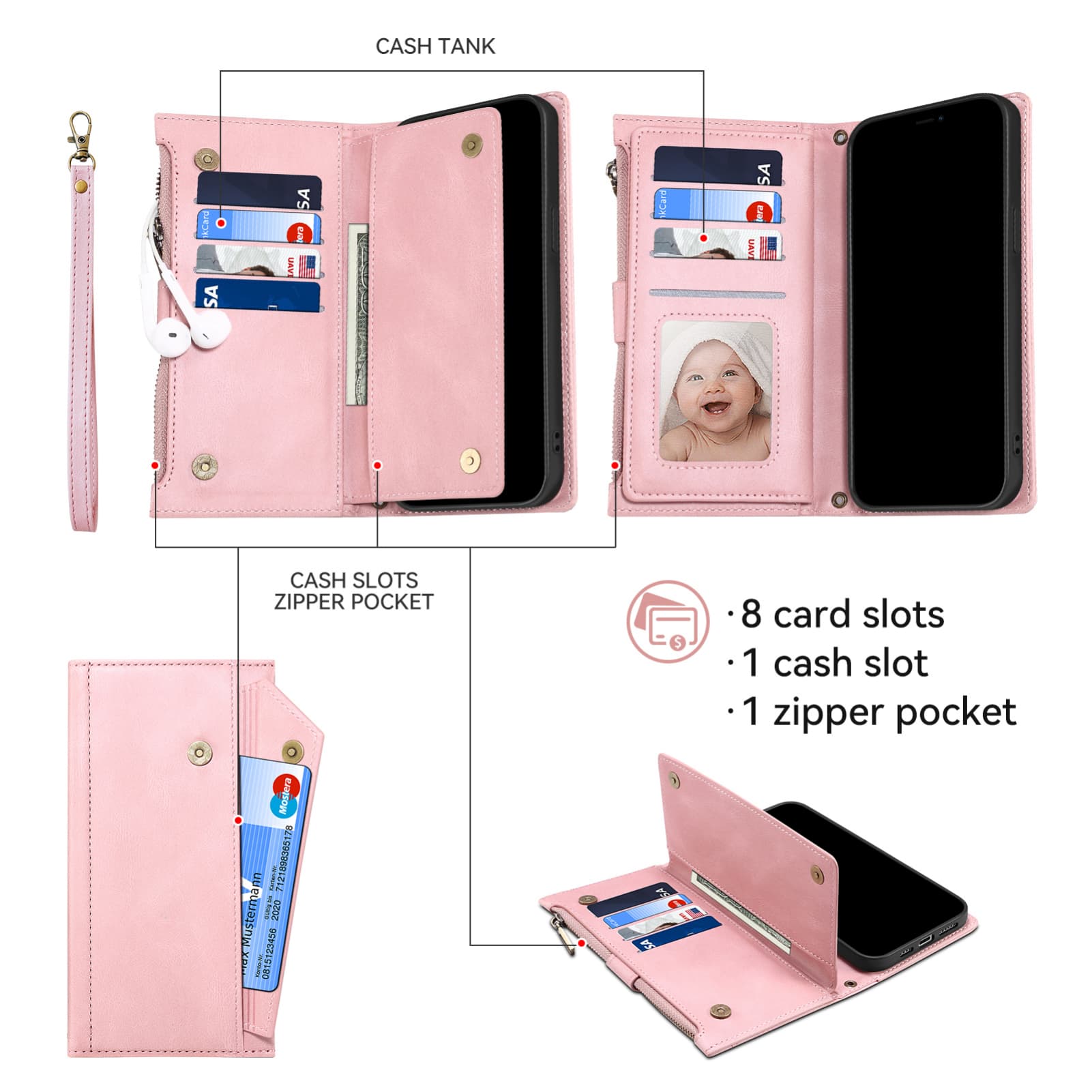 Custodia Portafoglio Fosforescente Per Motorola Moto G35 – Pelle PU Con 3 Alloggiamenti Carte, Supporto E Chiusura Magnetica