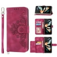 thumbnail image 1 of SaniMore for Samsung Galaxy Z Fold 3 Magnetic Flip Wallet Case with Cross Body Strap, PU Leather Case with Card Slot & Multi-Angle Kickstand Shockproof Protective Case for Girls Ladies, Winered, 1 of 8