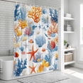 thumbnail image 6 of Red Blue Coastal Bathroom Shower Curtains with 12 Hooks Polyester Waterproof Shower Curtain for Stalls and Bathtubs Starfish Coral Summer Beach Ocean Decorative Bathroom Privacy Curtain 36x78 Inches, 6 of 8