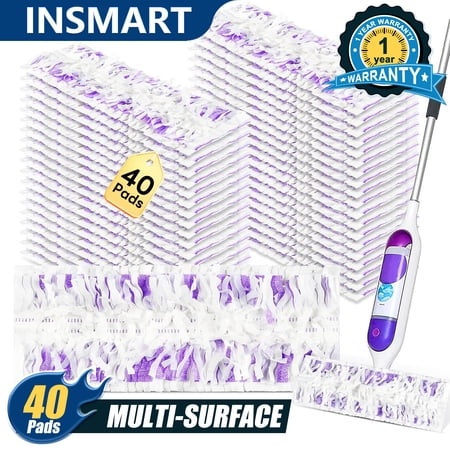 INSMART 40 Pcs PowerMop Multi-Surface Mopping Pad Refills,Disposable Microfiber Pads for Tile,Vinyl,Laminate,Hardwood Floors Cleaning