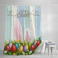 thumbnail image 4 of Easter Small Stall Shower Curtain, Waterproof Shower Curtains for Bathroom, Wooden Bunny Colorful Eggs Spring Floral Botanical Washable Fabric Bath Curtain for Bathtub with Hooks 36x78 Inches, 4 of 9