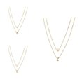 thumbnail image 1 of Women Necklace Solid Color Polished Double-layer Letter Shape Anti-deformed Lady Pendant Gift, 1 of 8