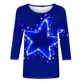 thumbnail image 4 of Cavosen Womens Tee Shirts Long Sleeve Crew Neck Independence Day Patriotic Tee 250 Years Red White and Blue Graphic Shirt Summer Loose Tops, 4 of 5