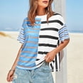 thumbnail image 6 of Women's Striped T-Shirt, Casual Short Sleeve Summer Top with Color Block, Loose Fit Round Neck Blouse, 6 of 9