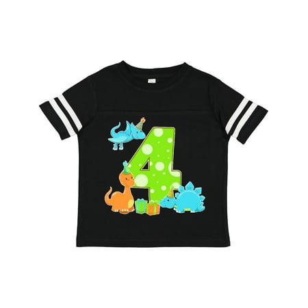 

Inktastic Dinosaur Party-Fourth Birthday Gift Toddler Boy or Toddler Girl T-Shirt