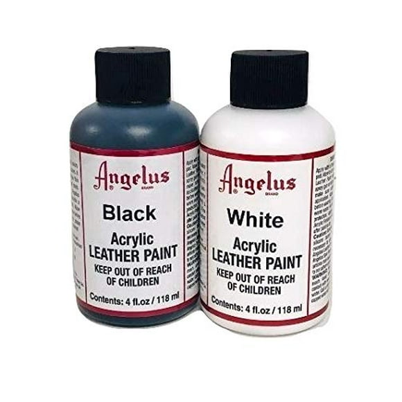 Pintura acrílica para cuero Angelus Waterproof 118 ml, negro y blanco