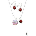 thumbnail image 2 of Delight Jewelry Silvertone Domed Multi Color B Pharm Red Lucky Ladybug Necklace and Dangle Earrings Set, 2 of 6