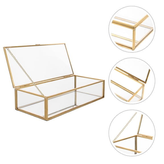 LEORX Glass Jewelry Box Elegant Frame Earrings Organizer Compact Design For Home Travel Stylish Jewelry Storage