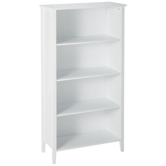 Kings Brand Furniture White Finish Wood 4-Shelf Bookcase