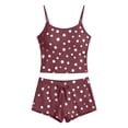 thumbnail image 5 of Jowdiw Women Pajama Set Polka Dot Print Cami Shorts Set Drawstring Lounge Sleepwear Two Piece Home Wear, 5 of 6