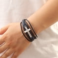 thumbnail image 3 of Pulsera retro para hombre, de cuero, multicapa, tejida a mano, de aleación, con hebilla magnética, pulsera, joyería, 3 of 6