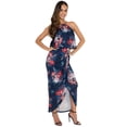 thumbnail image 1 of KOH KOH Sexy Long Floral Print Halter Spaghetti Strap Flower Spring Summer Party Classic Sundress Maxi Dress Gown For Women Dark Blue & Multi Color Large US 12-14 NT415_B091, 1 of 6