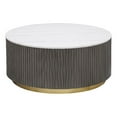 thumbnail image 1 of Coaster Jason Table Basse Ronde à Plateau en Marbre Blanc avec Base Tambour, Couleur Charbon, 1 of 7