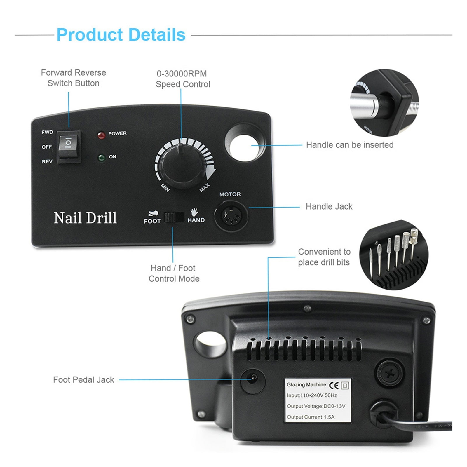 Electric Nail Drill Machine, Professional Rechargeable 35000RPM Manicure Machine, Nail Drill Machine For Manicure Pedicure Nail Art ,Low Noise