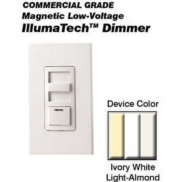 Leviton IPM10-1LZ IllumaTech 1000VA, 800W, Magnetic Low Voltage Dimmer, Single Pole and 3-Way, White/Ivory/Light Almond