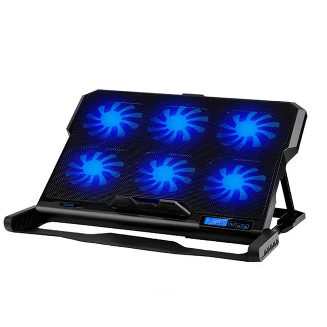 Enfriador de computadora portátil USB dual con 6 ventiladores LED silenciosos para ventilador de enfriamiento de computadora portátil de 15.6-17 pulgadas Negro Jinwen Refrigerador portátil