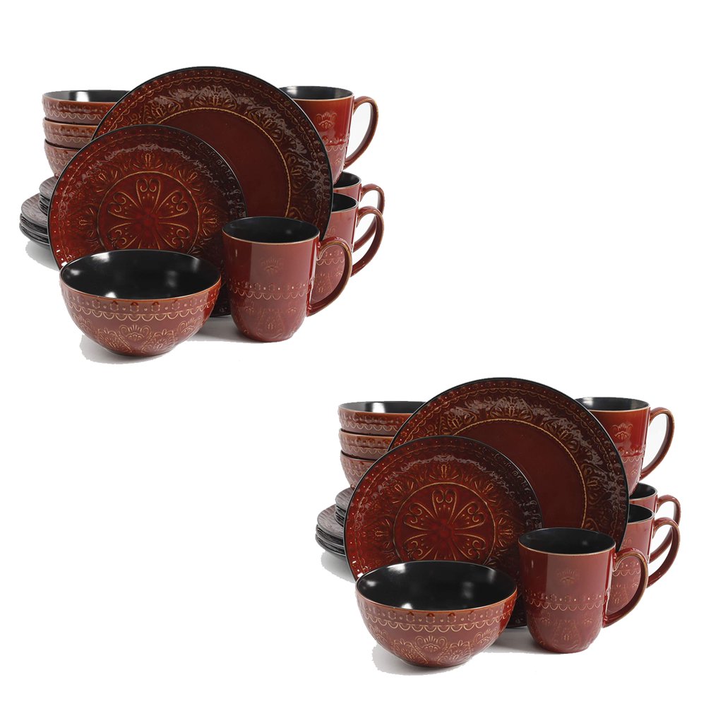 Gibson Elite Milanto Durable Stoneware Glazed, 16Piece Dinnerware Set (2 Pack)