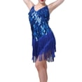 thumbnail image 2 of Faithtur Ladies Dress Sequins Irregular Multi-layer Tassel Hem Dance Dress, 2 of 7