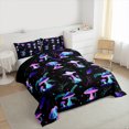 thumbnail image 3 of Manfei Neon Mushroom Queen Comforter Set 3 Pieces, Gradient Plant Bedding Sets, Botanical Theme Bedding Comforter Set, Lightweight Room Decor, 3 of 8
