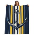 thumbnail image 2 of Nautical Anchor Fleece Throw Blanket for Couch, Navy Blue Yellow Striped Farmhouse Ombre Microfiber Flannel Blanket for All Season, Lightweight Soft Throw Blankets for Bedroom, Living Room, 60"x80", 2 of 9