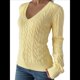 thumbnail image 2 of Suéter de Punto de Larga para Mujer, Jersey Ajustado con Cuello en V, Ropa Informal de Negocios para Otoño Amarillo S, 2 of 9
