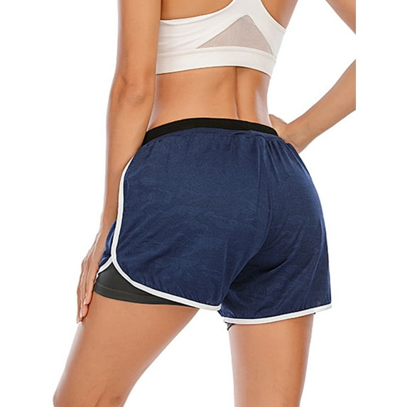 YouLoveIt Women's Yoga Shorts Casual Ladies Beach Summer Shorts Double-layer High Waist Workout Yoga Shorts Pants Active Running Shorts with Pockets
