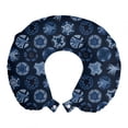 thumbnail image 1 of Abstract Travel Pillow Neck Rest, Monochrome Composition of Rounds in Different Motifs and Shapes Hand Drawn Like, Memory Foam Traveling Accessory Airplane and Car, 12", Slate Blue, by Ambesonne, 1 of 2