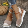 thumbnail image 3 of Mepaouo Women's Closed Toe Platform Sandals Summer Ankle Strap Espadrilles Wedge Casual Slip on Shoes, 3 of 8