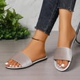 thumbnail image 4 of QINGFSAP Womens Minimalist Wide Strap Open Toe Slide Sandals Lightweight Non Slip Comfortable Flat Beach Slippers, 4 of 9