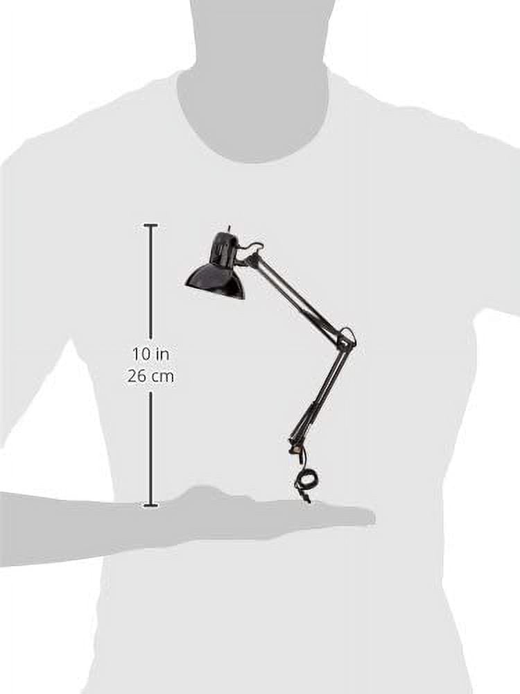 32" Multi-Joint Desk Lamp with Metal Clamp, Black, On/Off Rotary Switch on Shade, Partially Adjustable Swing Arm, Home Essentials, Reading Light, Office Décor
