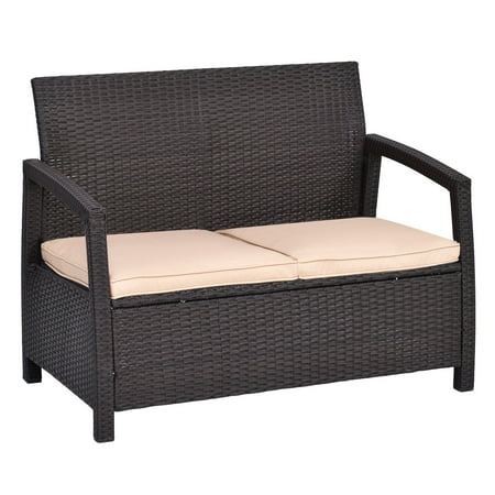 outdoor rattan loveseat bench couch chair with cushions