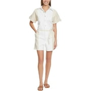 Gloria Vanderbilt Womens Denim Colorblock Romper