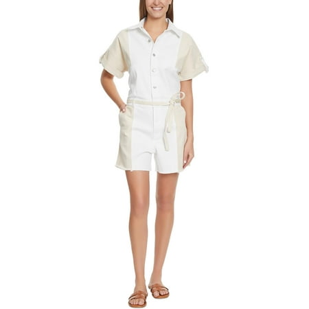 Gloria Vanderbilt Womens Denim Colorblock Romper