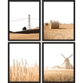 thumbnail image 2 of PixonSign Framed Wall Art Country Hay Field, Wheat, Dutch Windmill Prints, Set of 4 Photography Wall Decor Arts, Nature Wall Décor, Adhesive Canvas Poster, Modern Home Artwork - 8"x10" Black, 2 of 5