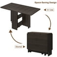 thumbnail image 4 of Space Saving Folding Dining Table,Drop Leaf Dining Table with 6 Wheels and 2-Layer Storage Shelf,Extendable Drop Leaf Farmhouse Wood Tables,for Small Spaces, 4 of 8