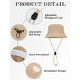 thumbnail image 3 of HonorHut Sun Hats Waterproof Lightweight Bucket Caps Packable Summer Cap with Adjustable Chin Strap Breathable Hiking Fishing Hat Outdoor Protection Khaki, 3 of 7