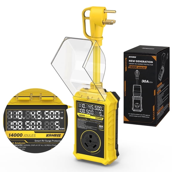 Kohree RV Surge Protector 30 Amp, 125V 14000 Joules RV Circuit Analyzer with High/Low Voltage Protection for Camper Travel Trailers