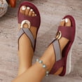 thumbnail image 3 of Rokment Womens Comfortable Platform Wedge Walking Sandals 2026 Stylish Casual Suede Buckles Elastic Ankle Strap Slip on Slingback Dressy Summer Shoes Red Size 7.5, 3 of 7